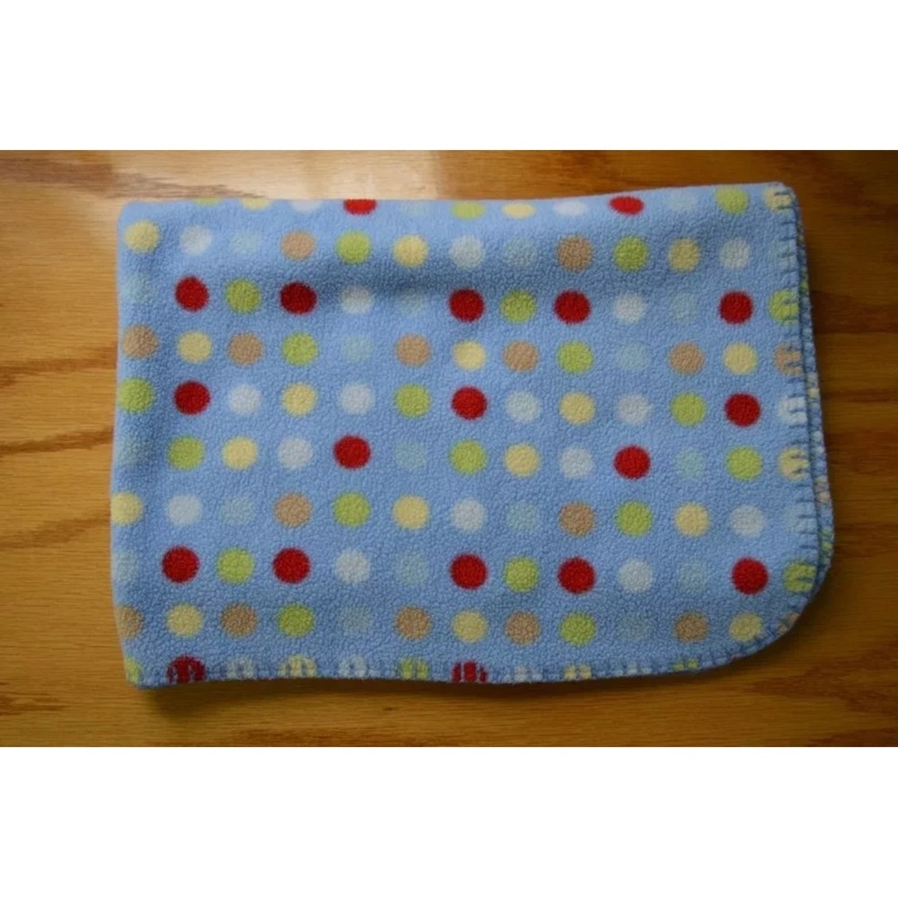 Circo Blue Polka Dot Baby Blanket Red Green Yellow Circles Security Lovey FLAW